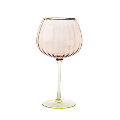 Taça pêssego com base verde (540 ml) set 2