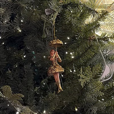 Enfeite de árvore de Natal bailarina dourada