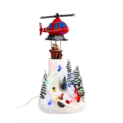Brinquedo de Natal montanha com helicóptero