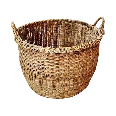 Cesto redondo alto de junco com alças (54 cm)