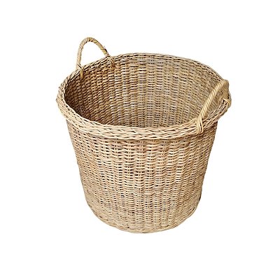 Cesto redondo alto de junco com alças (42 cm)