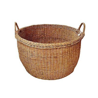 Cesto redondo alto de junco com alças (60 cm)