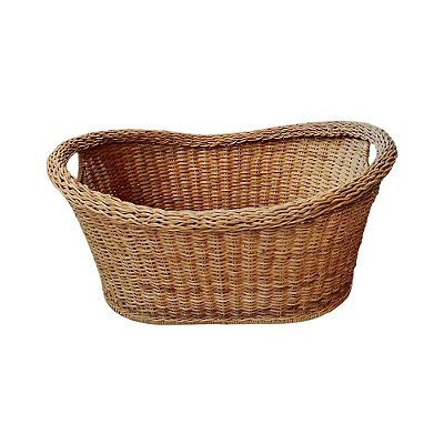 Cesta oval de junco com alça embutida (56 cm)