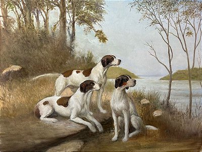 Quadro à óleo cães de caça 1,20x1m