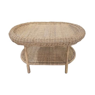 Mesa de centro oval em junco