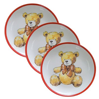Kit 3 pratos sobremesa ursinho
