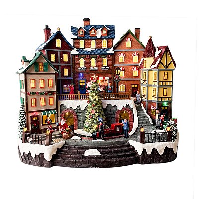 Brinquedo de Natal Vila com trem e árvore