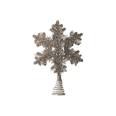 Topo de árvore de Natal floco de neve prateado