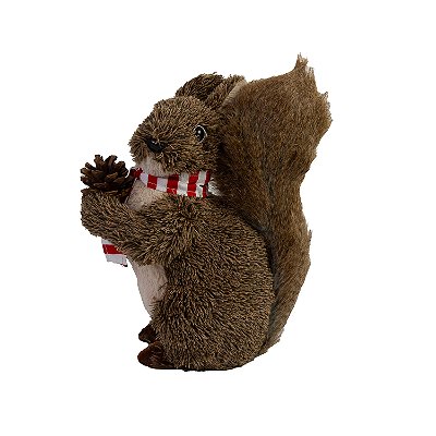 Enfeite esquilo com fibra natural e cachecol