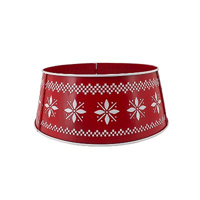 Saia para árvore de Natal em metal vermelha e branca