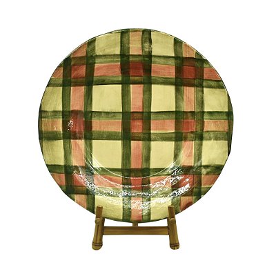 Prato raso xadrez verde e vermelho