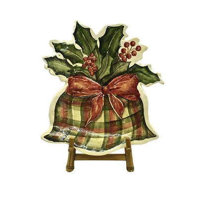 Petisqueira de Natal xadrez e azevinho