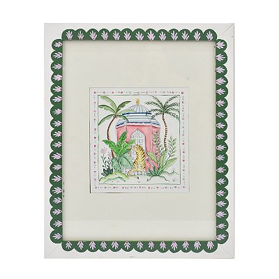 Quadro aquarela tigre com coqueiro e palmeira