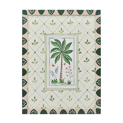 Quadro aquarela coqueiro com moldura pintada