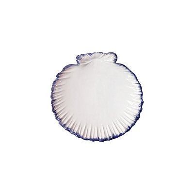 Prato sobremesa concha com friso azul