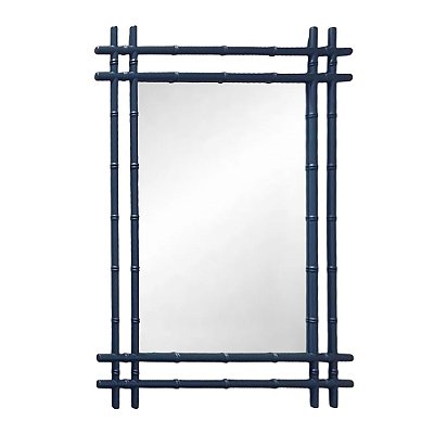 Espelho retangular ferro azul marinho faux bamboo