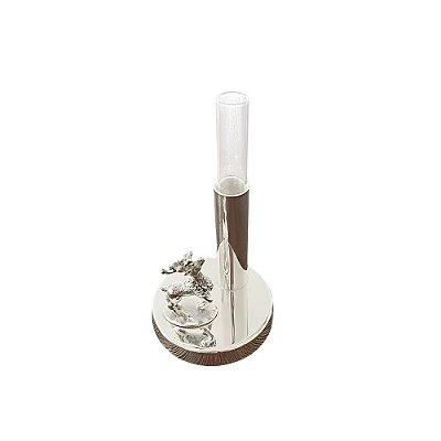 Vaso solitário de prata com rena