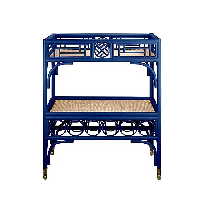 Carrinho de rattan azul marinho com detalhes