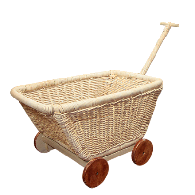 Carrinho porta brinquedo de rattan