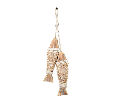 Peixes de madeira na rede