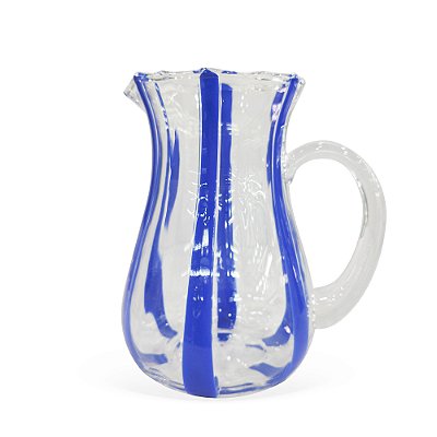 Jarra de vidro com listras azuis