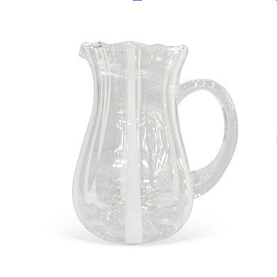 Jarra de vidro com listras brancas