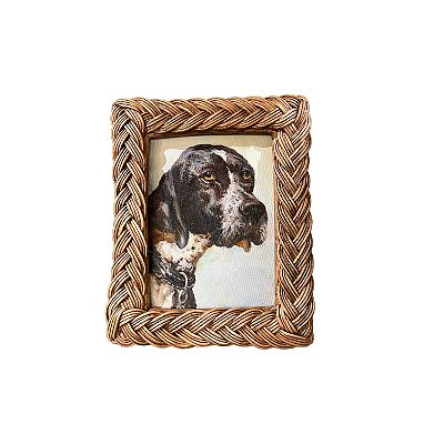 Quadro cachorro de caça moldura trançada