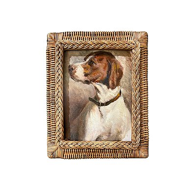 Quadro cachorro perfil moldura junco trançada