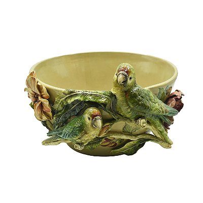 Cachepot shabby com flores e duas araras