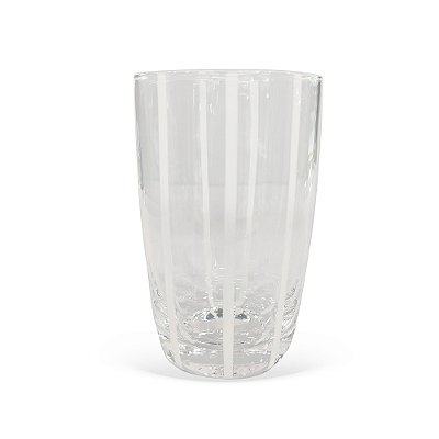 Jogo 6 copos altos vidro com listras brancas