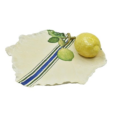 Folha de uva com listra azul e aplique de limão