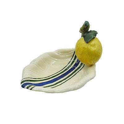 Petisqueira folha com aplique de limão e ararinha