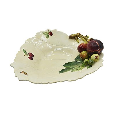 Travessa folha funda com figos e insetos