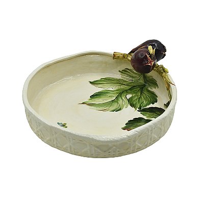 Saladeira redonda P com aplique de figos