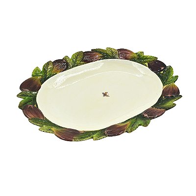 Travessa oval com relevo de figos na borda