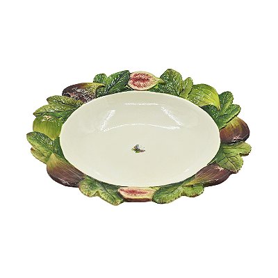 Travessa redonda com relevo figos na borda