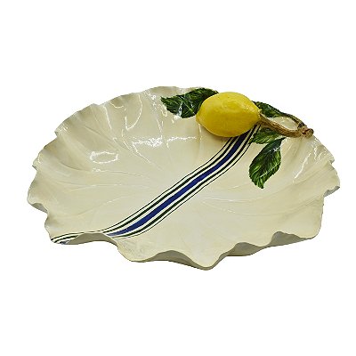 Bowl vitória régia G com listras azuis e limão