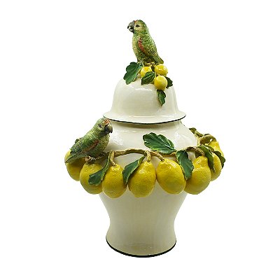 Potiche G com limões e pássaros