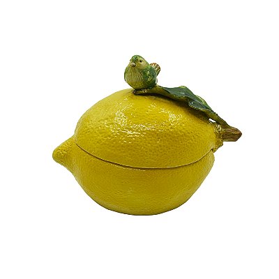 Bowl de limão com tampa e pássaro