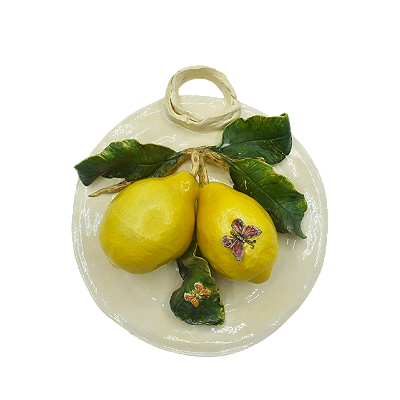 Placa redonda de limões com alça