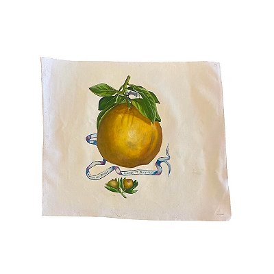 Mini lona com pintura de limão grande e fita azul