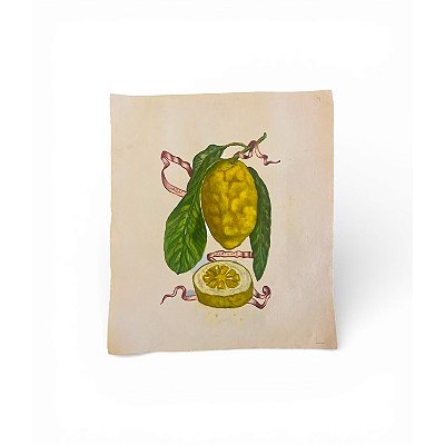 Mini lona com pintura de limão grande e metade