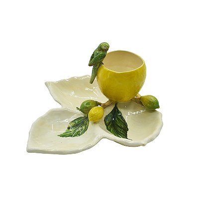 Petisqueira 3 folhas com bowl de limão e arara