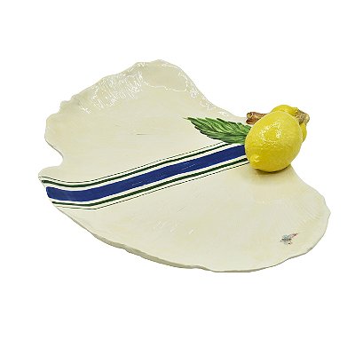 Folha leque com limão e friso azul