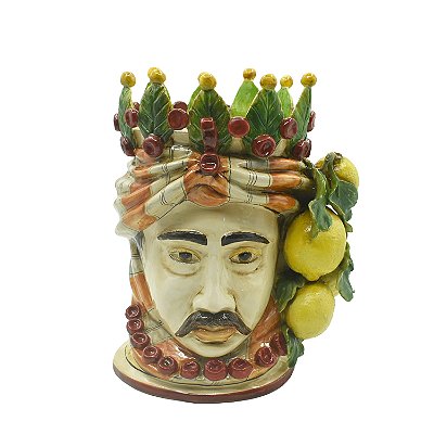Cabeça de moro masculina com limões e coroa de folhas M