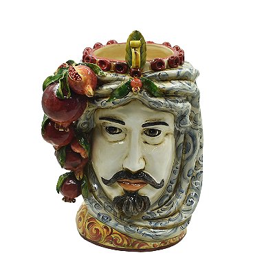 Vaso cabeça de moro masculina com romãs G