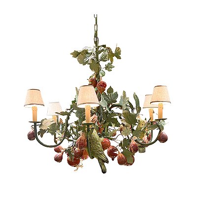 Lustre de cobre com figos (6 braços)