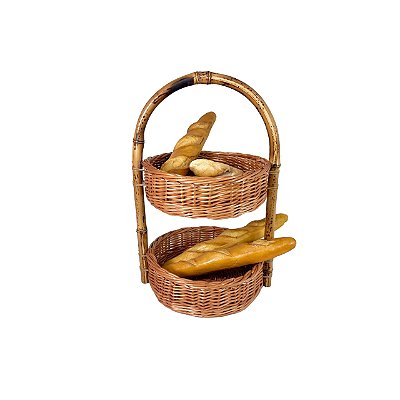 Fruteira redonda de vime 2 andares