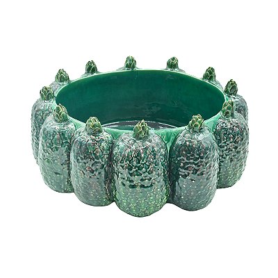 Centro de mesa G com abacaxis verde hera