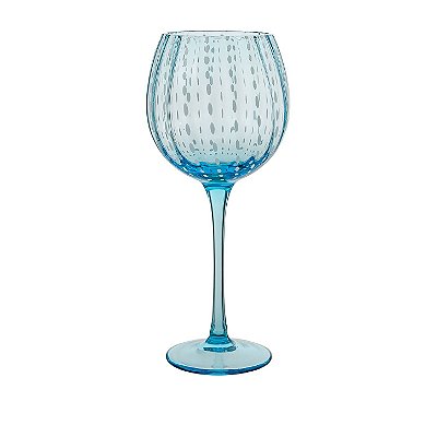 Taça vidro azul claro com pespontos brancos (jogo 6)